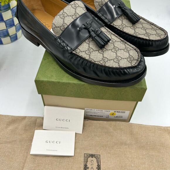 Men's Gucci GG Supreme, tassel loafers size 13 made in Italy - Picture 9 of 11